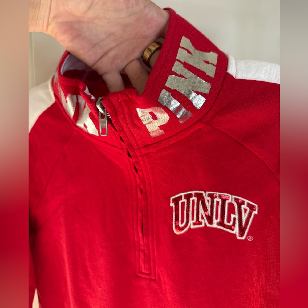 NWT Victoria Secret PINK UNLV Collegiate Collection Red Quarter Zip Medium - Picture 6 of 12